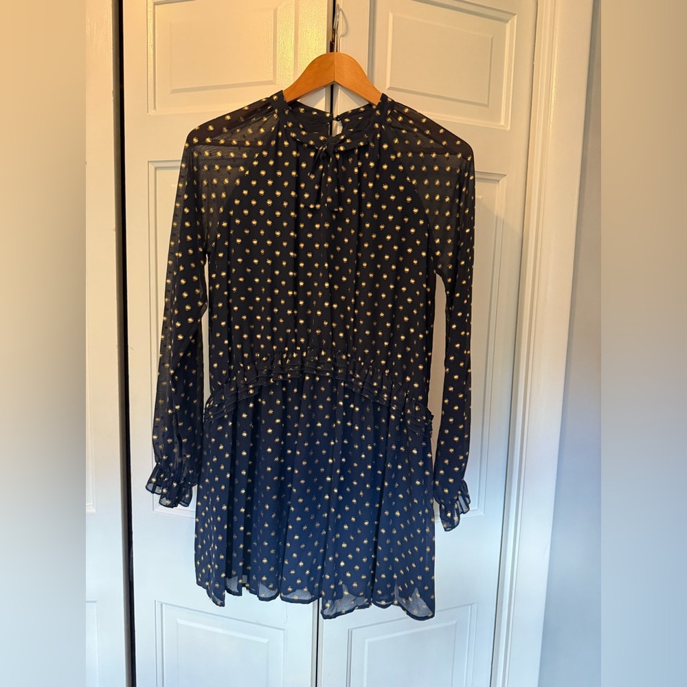 Mayoral Navy Dress with Gold Accents